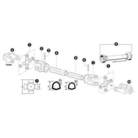Aftermarket CS63911 New Driveline Made for Bondoli & Pavesi Tractor Model 100 Series Size 6 DRF30-0068